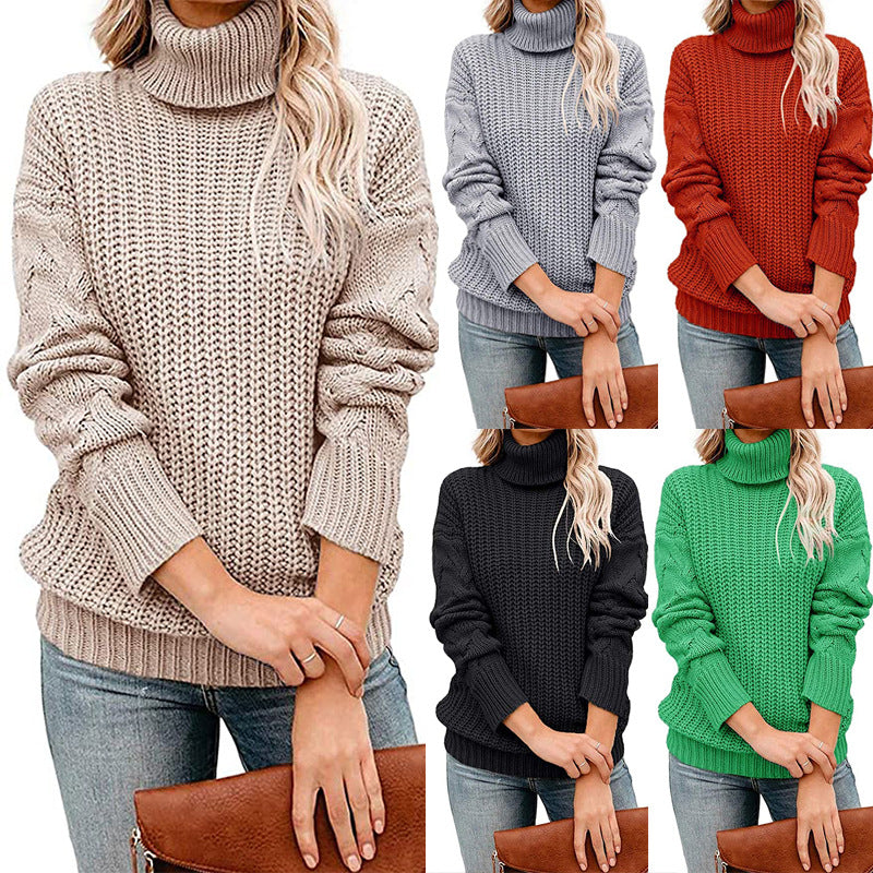 Damen Turtleneck Grobstrickpullover EB