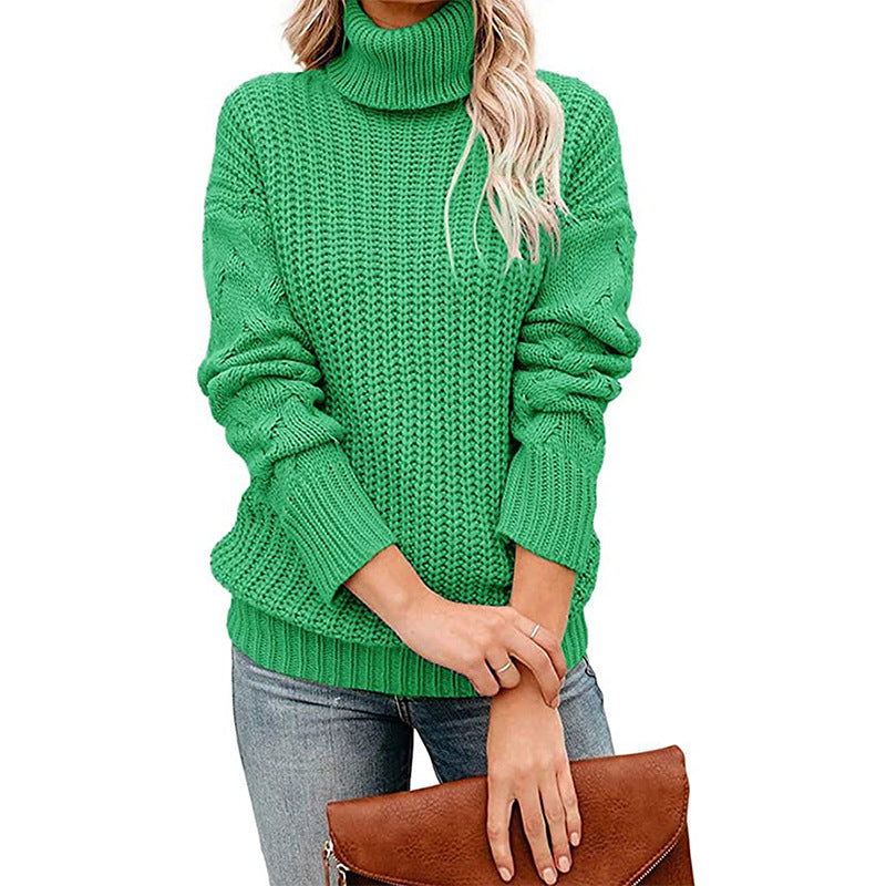Damen Strickpullover mit hohem Kragen und strukturiertem Design EB