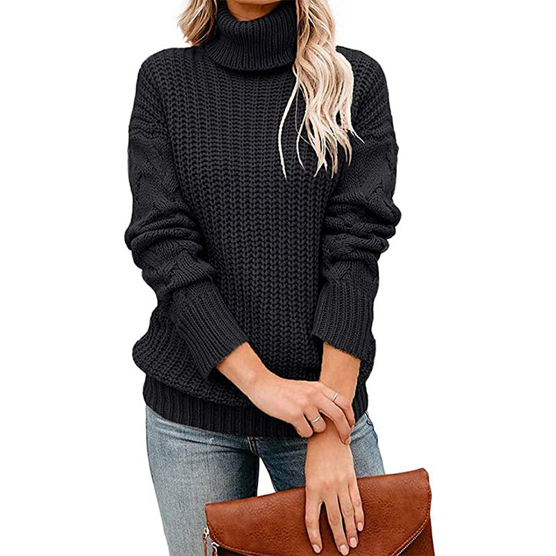 Damen Turtleneck Grobstrickpullover EB
