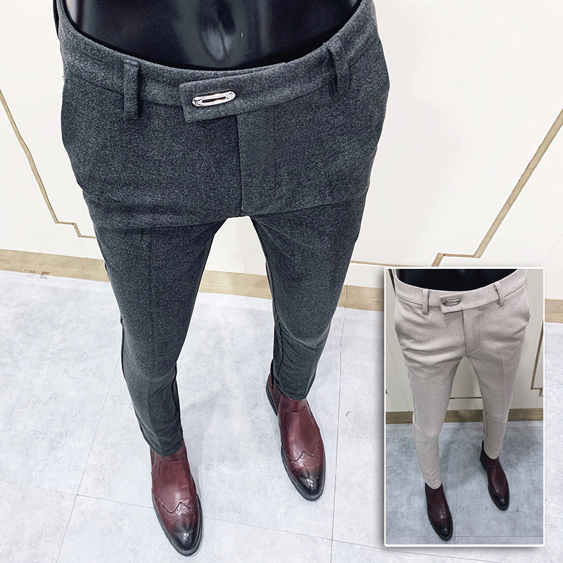 Herren nan tapered Businesshose mit elastischem Bund, verdecktem Verschluss und schmaler Schnitt EB