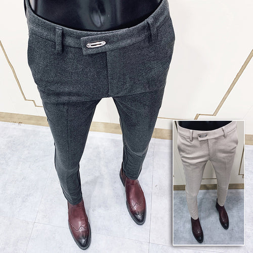 Herren nan tapered Businesshose mit elastischem Bund, verdecktem Verschluss und schmaler Schnitt EB