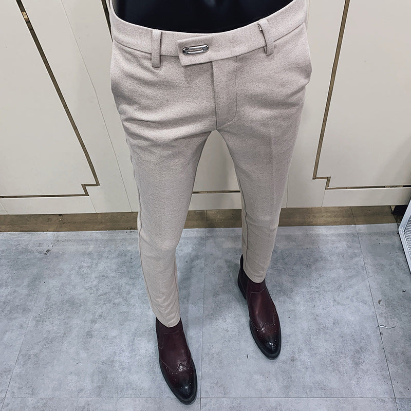 Herren nan tapered Businesshose mit elastischem Bund, verdecktem Verschluss und schmaler Schnitt EB