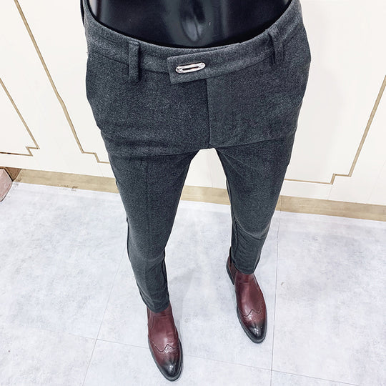 Herren nan tapered Businesshose mit elastischem Bund, verdecktem Verschluss und schmaler Schnitt EB