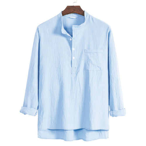 Damen Langarm-Hemd mit modernem Henley-Kragen und praktischer Brusttasche EB