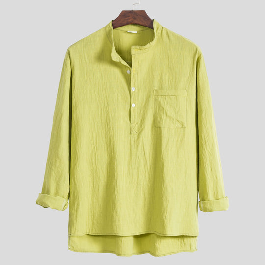 Herren Langarmhemd mit praktischem Henley-Ausschnitt und Tasche EB