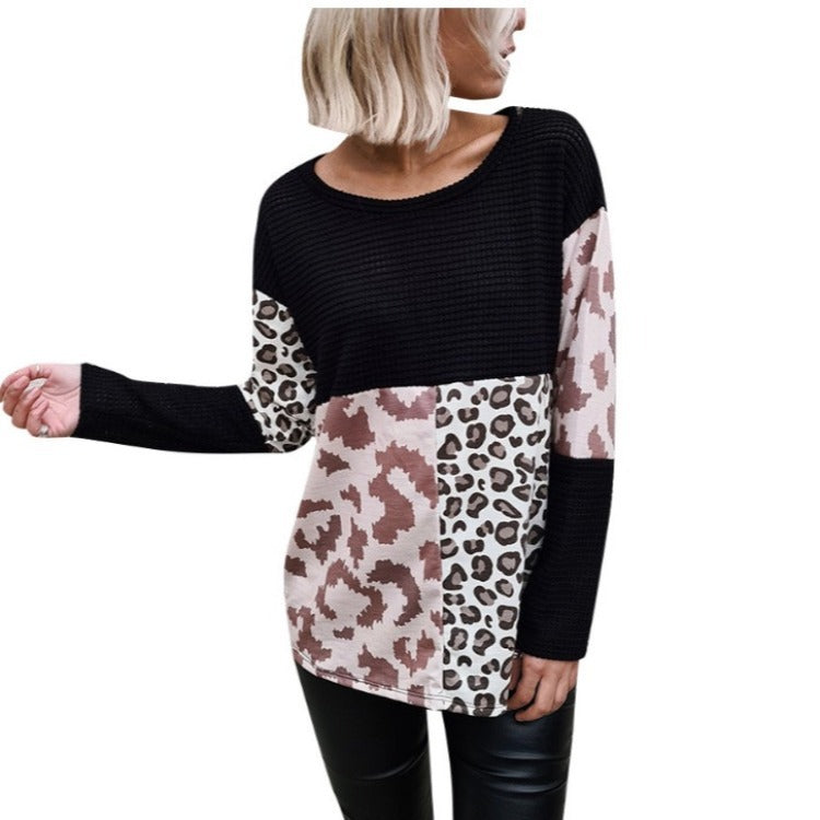 Damen Pullover mit Animal‑Patchwork und geripptem Oberteil EB