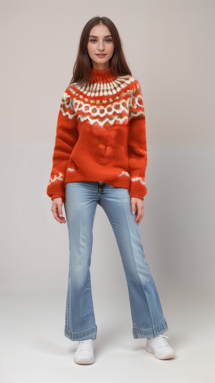 EB | Nordische Strickjacke mit Muster Acryl Warm, Zeitlos
