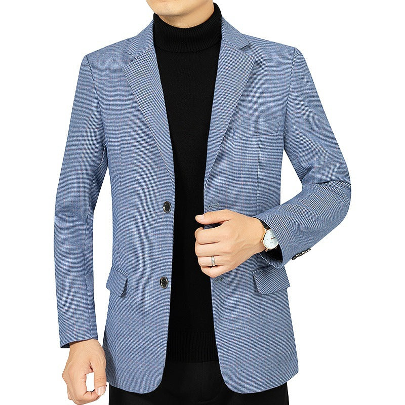 Herren Slim-Fit Sakko fein kariert aus leichtem Mischgewebe mit teilgefütterter Innenverarbeitung EB