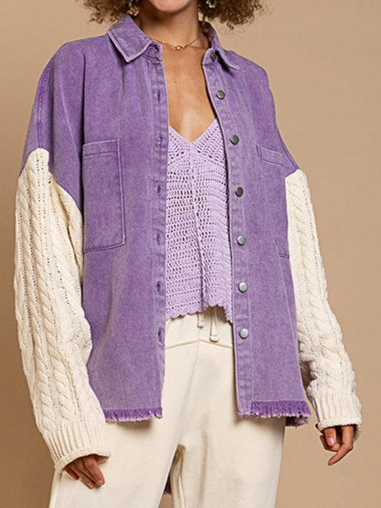 EB | Kabelstrick Raw Hem Denim Jacke