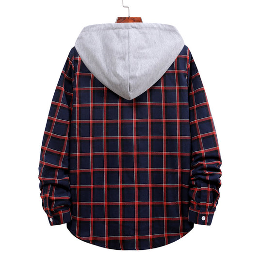 Herren Übergangsbluse mit Kapuze im karierten Look EB