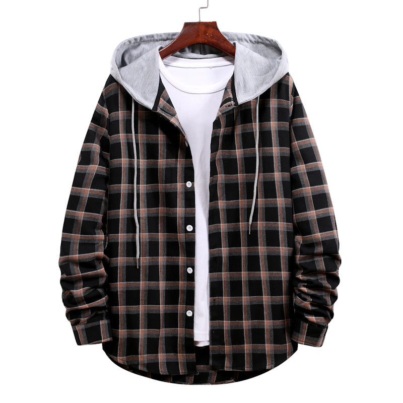 Herren Übergangsbluse mit Kapuze im karierten Look EB