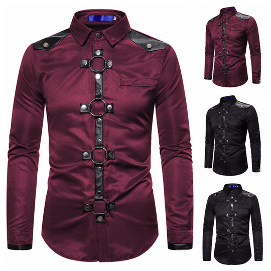 Herren Designerhemd mit eleganter Kunststoffgarnitur und kontrastierenden Belegen EB