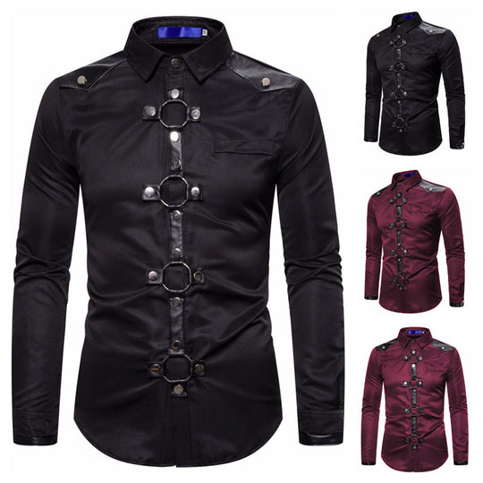 Herren Designerhemd mit eleganter Kunststoffgarnitur und kontrastierenden Belegen EB