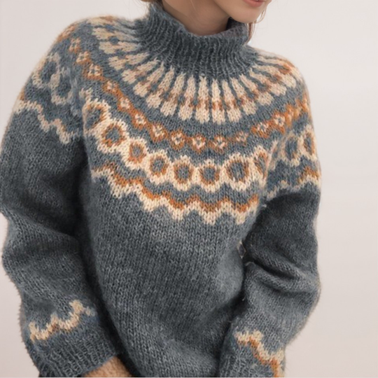 EB | Nordische Strickjacke mit Muster Acryl Warm, Zeitlos