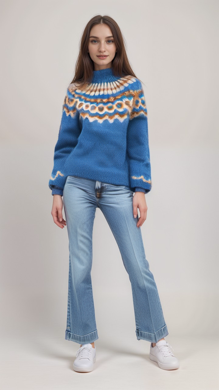 EB | Nordische Strickjacke mit Muster Acryl Warm, Zeitlos