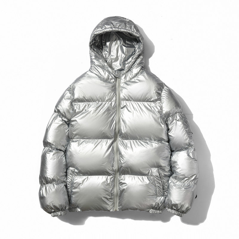 Unisex nan glänzende Steppjacke mit Kapuze, wasserabweisender High-Shine-Oberfläche und wärmender synthetischer Füllung EB