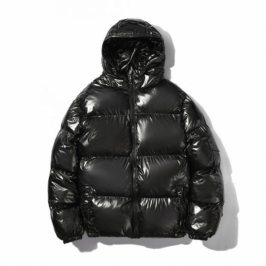 Unisex nan glänzende Steppjacke mit Kapuze, wasserabweisender High-Shine-Oberfläche und wärmender synthetischer Füllung EB