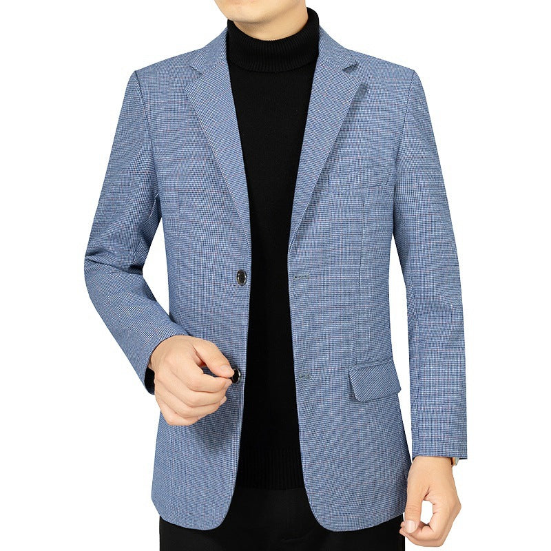Herren Slim-Fit Sakko fein kariert aus leichtem Mischgewebe mit teilgefütterter Innenverarbeitung EB