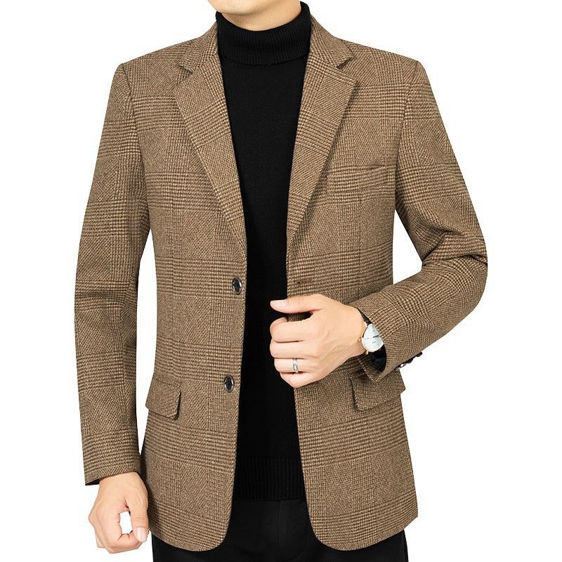 Herren Slim-Fit Sakko fein kariert aus leichtem Mischgewebe mit teilgefütterter Innenverarbeitung EB