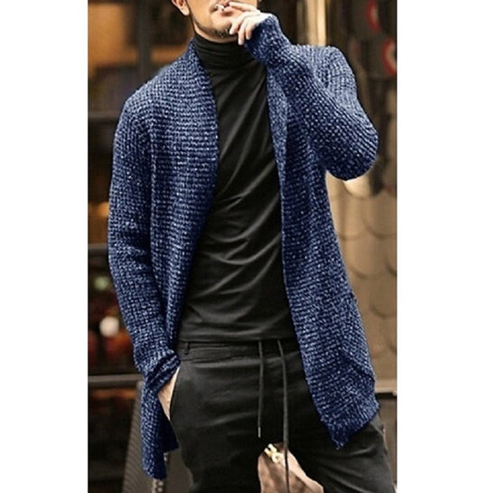 Herren Grober Strickcardigan mit offenem Design und modernen Details EB