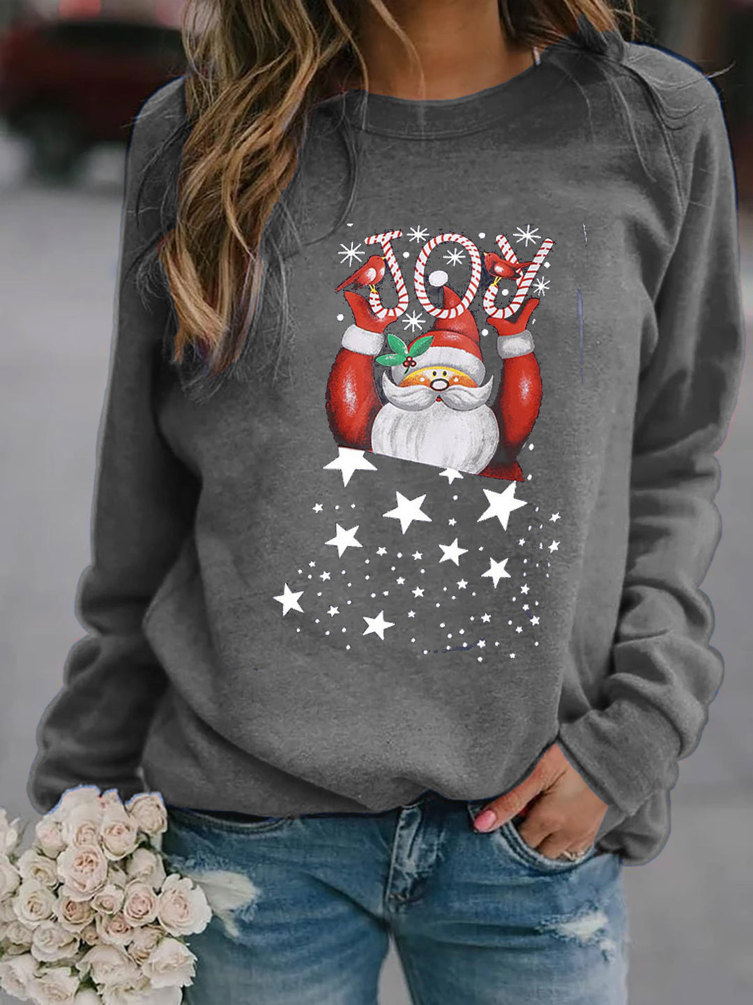 Damen Sweatshirt mit festlichem Weihnachtsmotiv EB