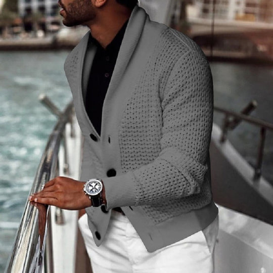 Herren Strickjacke mit strukturiertem Design und elegantem Schalkragen EB