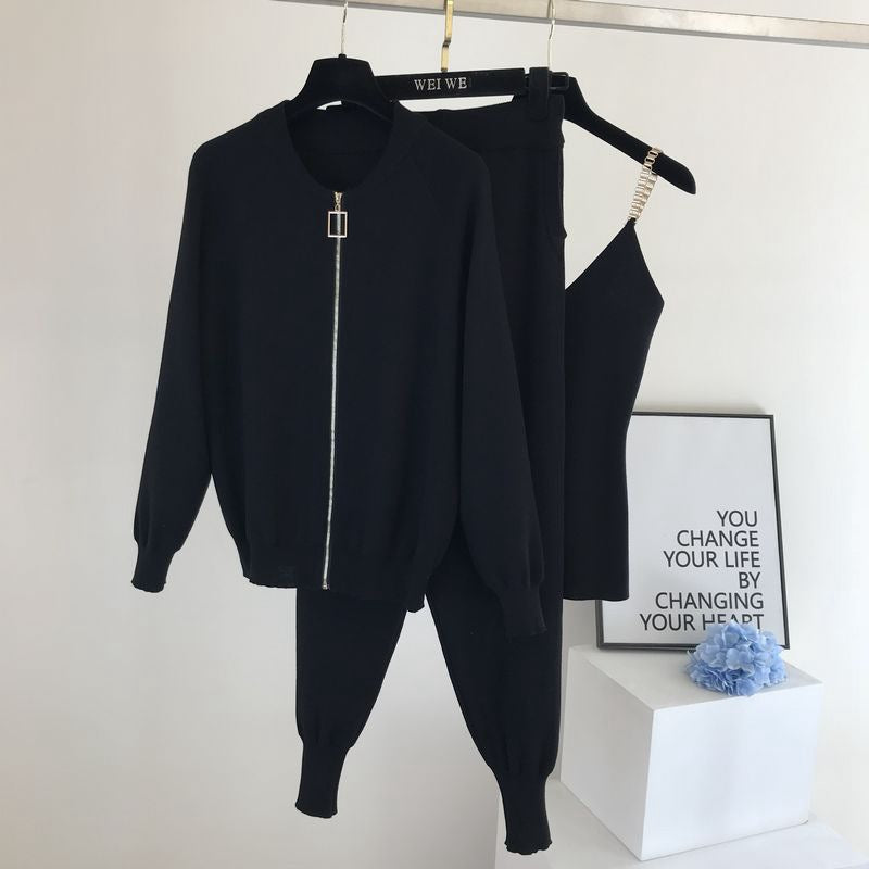 Damen sportliches Freizeit-Loungewear-Set mit Reißverschluss EB