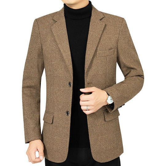 Herren Slim-Fit Sakko fein kariert aus leichtem Mischgewebe mit teilgefütterter Innenverarbeitung EB