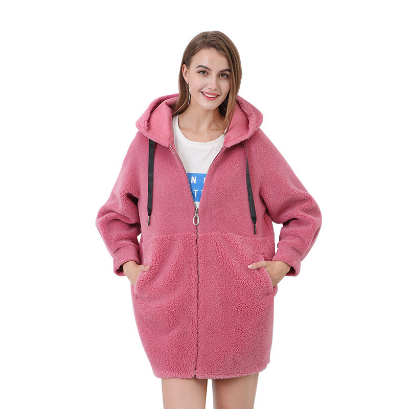 Damen Flauschige Kapuzenjacke mit Sternmotiv EB