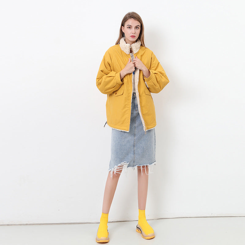 Damen Kuschelige und warme Outdoorjacke mit hohem Kragen EB