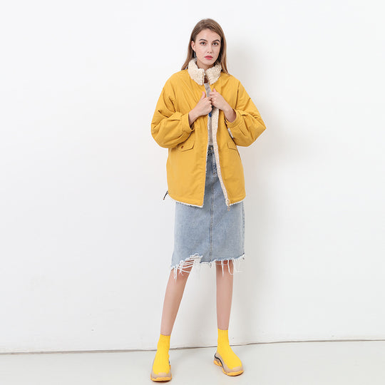 Damen Kuschelige und warme Outdoorjacke mit hohem Kragen EB