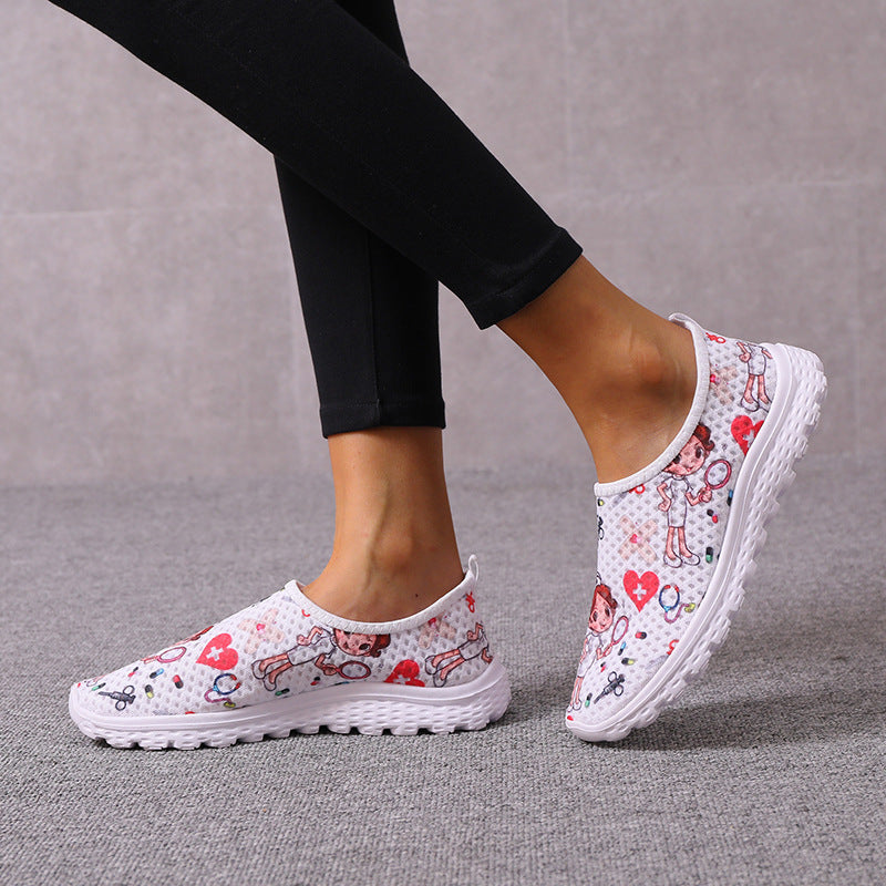 Damen Slip-On Freizeitschuhe mit farbenfrohem Design und atmungsaktiver Oberseite EB