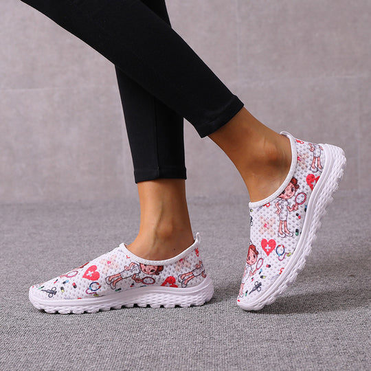Damen Slip-On Freizeitschuhe mit farbenfrohem Design und atmungsaktiver Oberseite EB