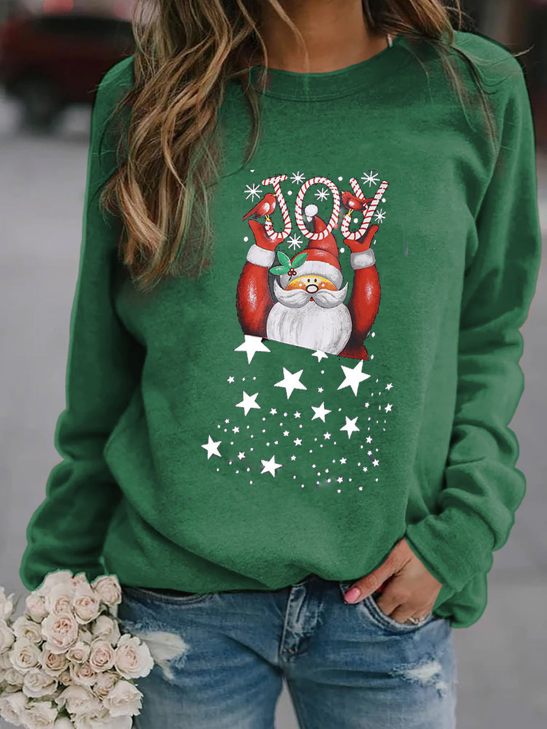 Damen Sweatshirt mit festlichem Weihnachtsmotiv EB