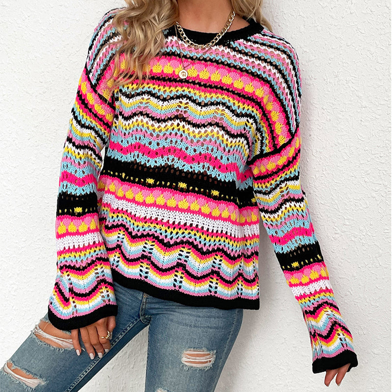 EB | Gestreifter Strickpullover Mit Feinem Design