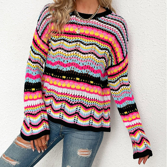 EB | Gestreifter Strickpullover Mit Feinem Design