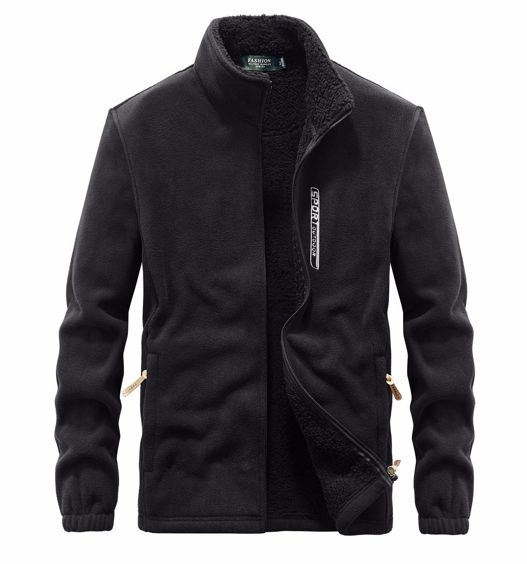 Herren Fleecejacke mit Sherpa Innenfutter, Stehkragen und Zweiwege-Reißverschluss EB