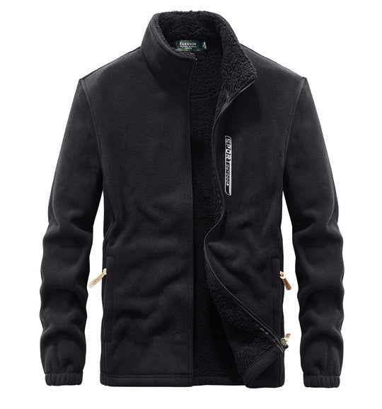 Herren Fleecejacke mit Sherpa Innenfutter, Stehkragen und Zweiwege-Reißverschluss EB