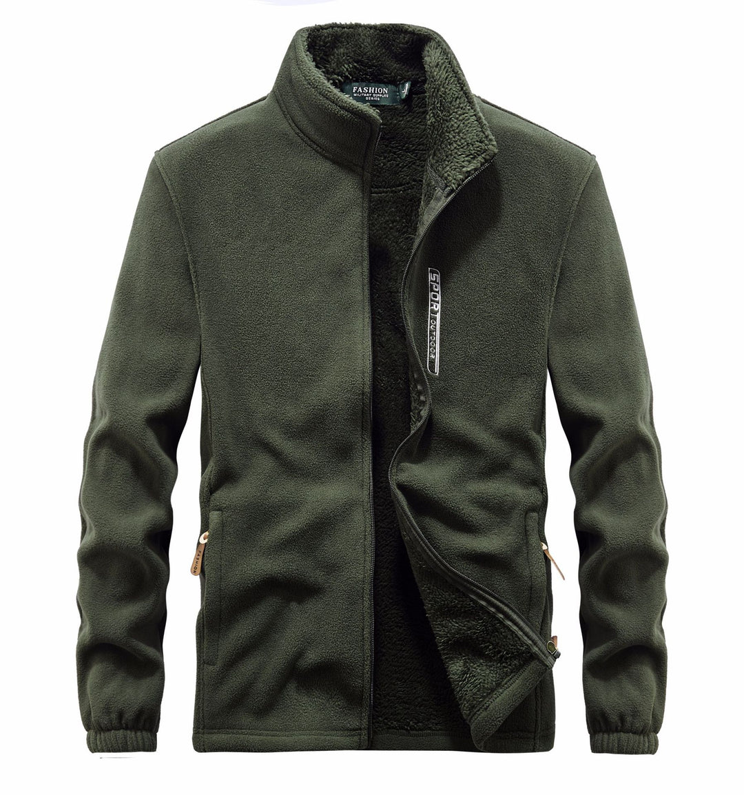 Herren Fleecejacke mit Sherpa Innenfutter, Stehkragen und Zweiwege-Reißverschluss EB