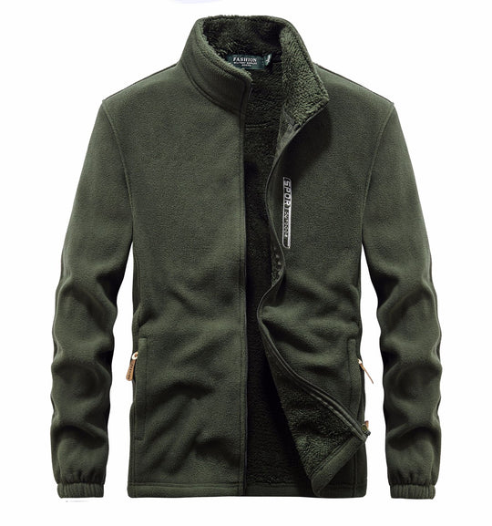 Herren Fleecejacke mit Sherpa Innenfutter, Stehkragen und Zweiwege-Reißverschluss EB