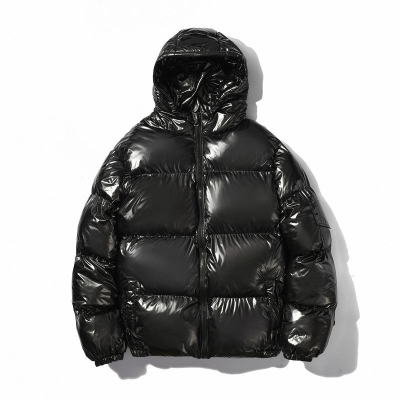 Unisex nan glänzende Steppjacke mit Kapuze, wasserabweisender High-Shine-Oberfläche und wärmender synthetischer Füllung EB