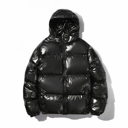 Unisex nan glänzende Steppjacke mit Kapuze, wasserabweisender High-Shine-Oberfläche und wärmender synthetischer Füllung EB