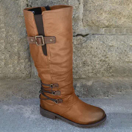 Damen Stiefel mit modischem Riemendesign und robustem Profil EB