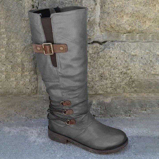 Damen Stiefel mit modischem Riemendesign und robustem Profil EB