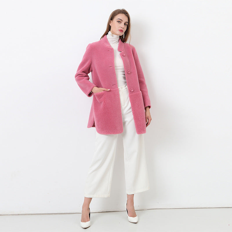 Damen Flauschige Fleecejacke mit elegantem Schnitt und praktischen Taschen EB