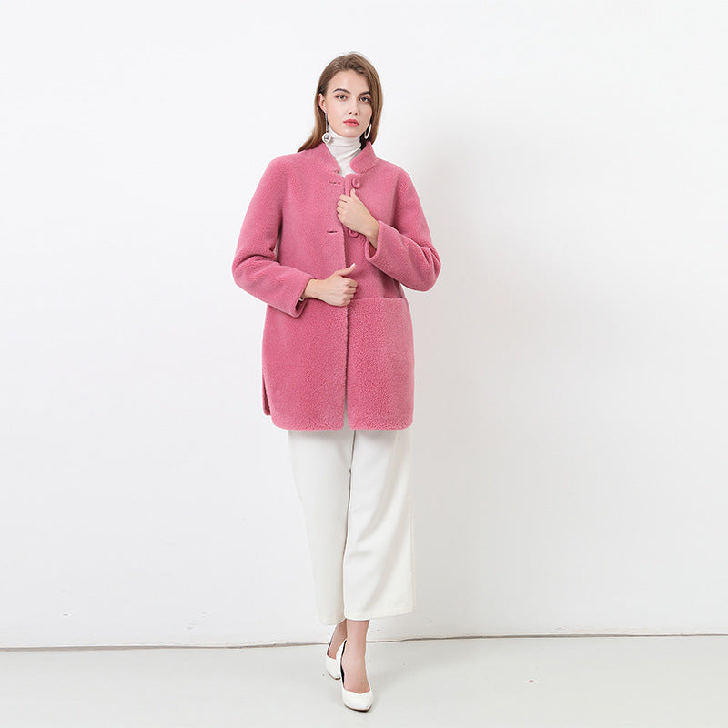 Damen Flauschige Fleecejacke mit elegantem Schnitt und praktischen Taschen EB