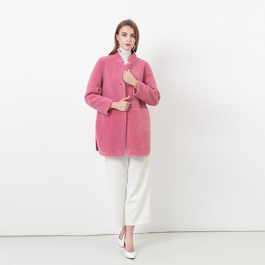 Damen Flauschige Fleecejacke mit elegantem Schnitt und praktischen Taschen EB