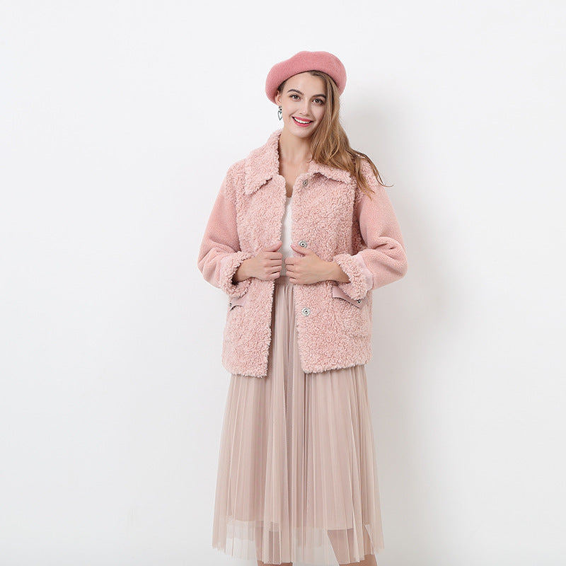 Damen Kuschliger Teddyjacke mit abnehmbaren Bindegürtel EB
