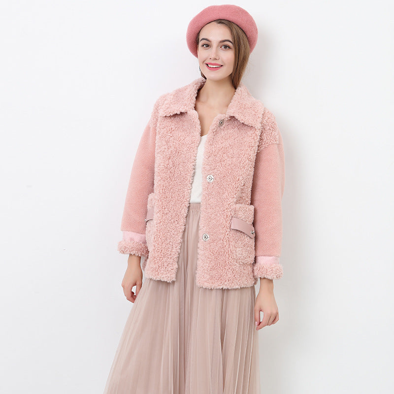Damen Kuschliger Teddyjacke mit abnehmbaren Bindegürtel EB