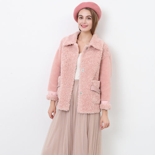 Damen Kuschliger Teddyjacke mit abnehmbaren Bindegürtel EB